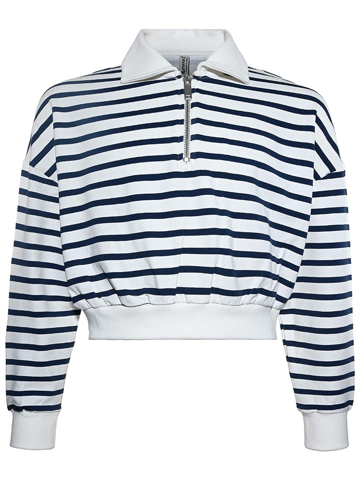 Sweatshirt in Weiß/ Dunkelblau