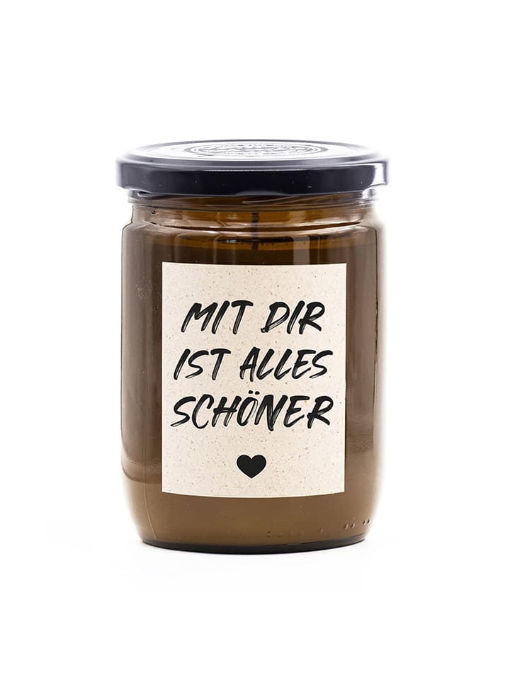 Duftkerze "Mit Dir ist alles schöner" in Braun - 360 g
