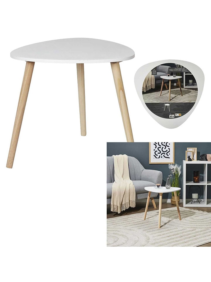 Couchtisch in Weiß/ Hellbraun - (B)48 x (H)46 cm