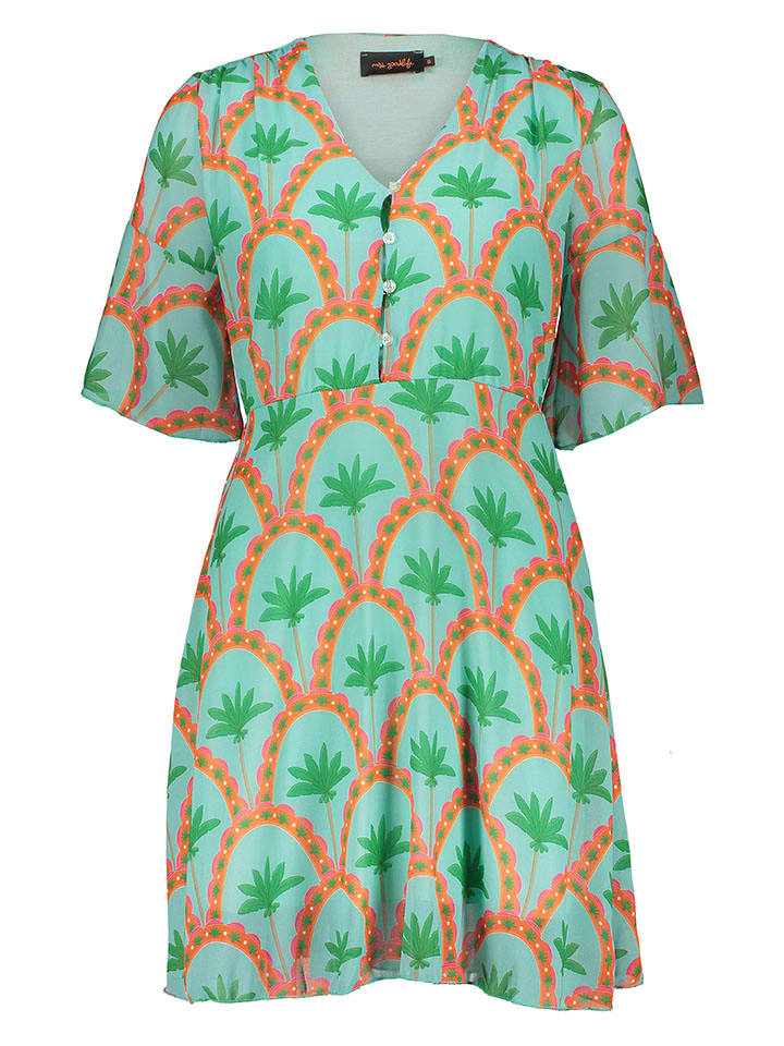 Jurk groen/oranje