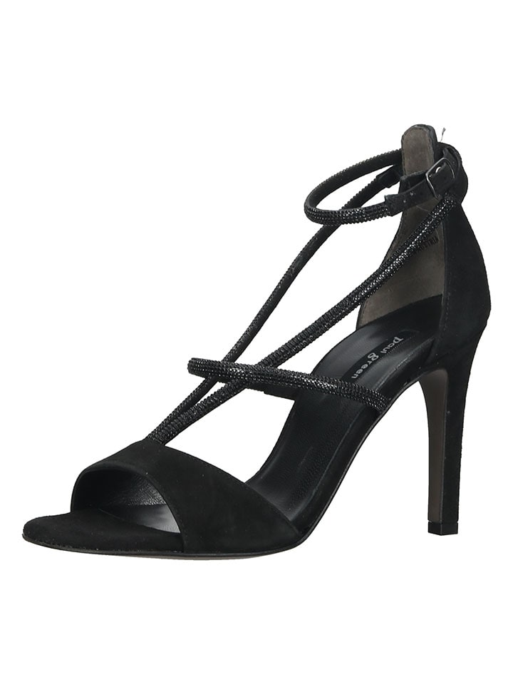 Leder-Sandaletten in Schwarz