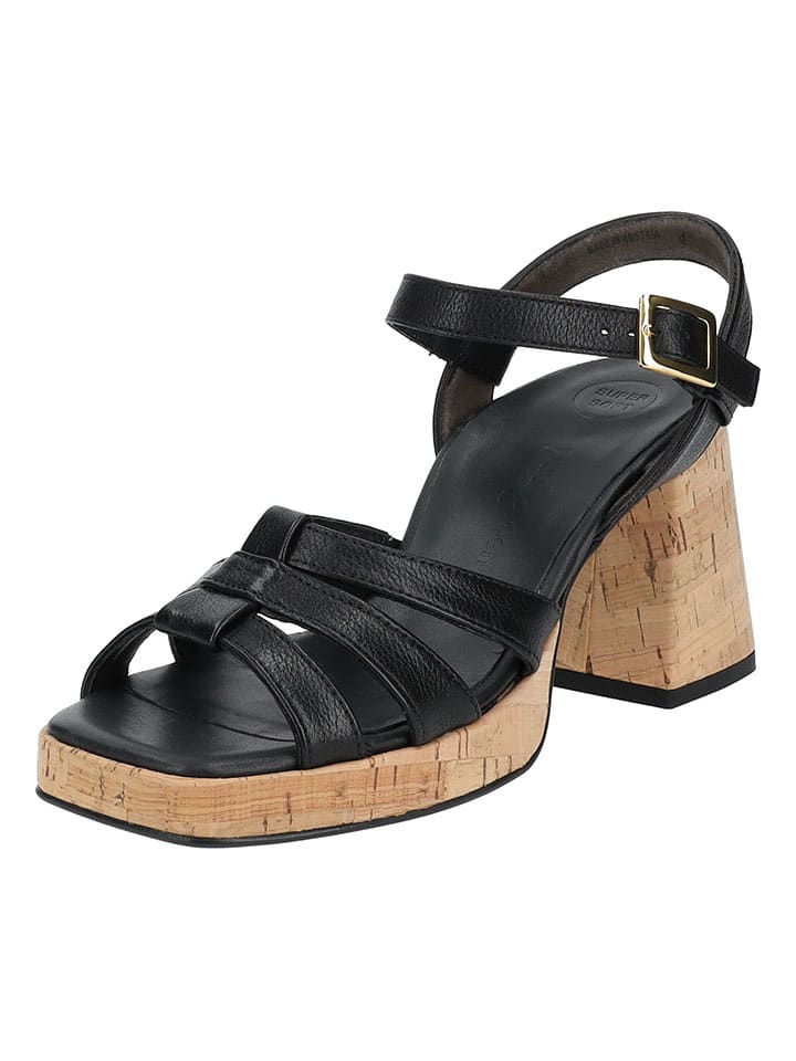 Leder-Sandaletten in Schwarz