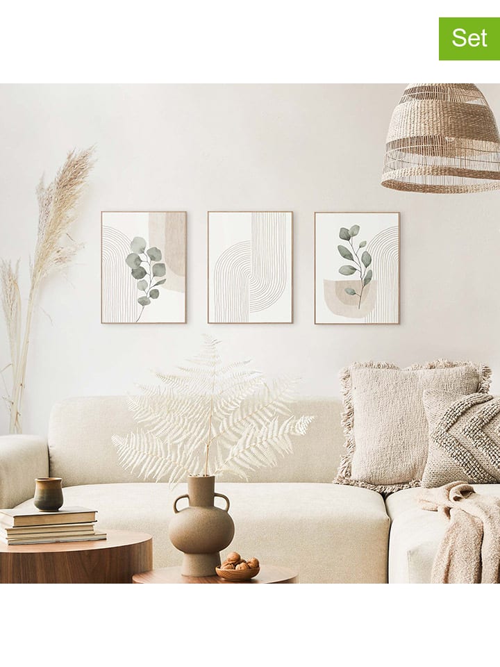 Druki artystyczne (3 szt.) "Light Abstract" w ramce