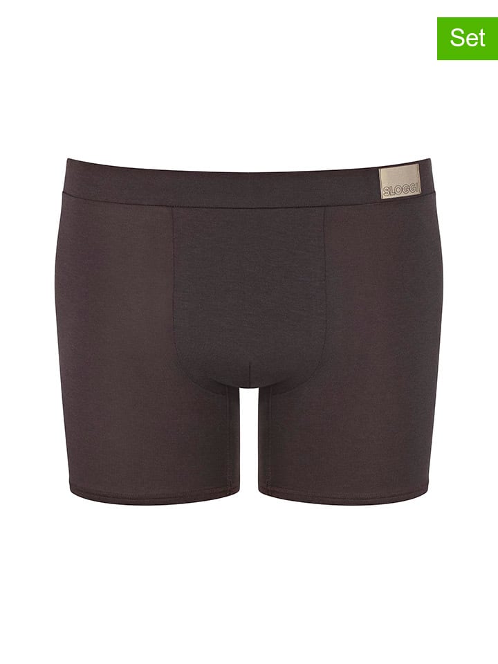 2er Set: Boxershorts in Braun/ Khaki