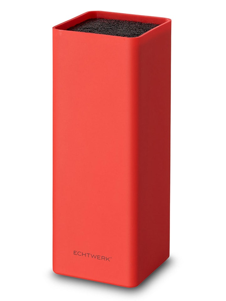 Universal-Messerblock "Square" in Rot - (B)9,5 x (H)22 x (T)9,5 cm