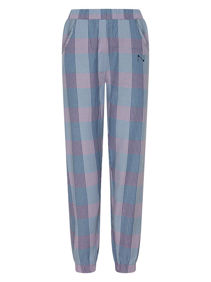 Pyjama-Hose in Blau/ Rosa