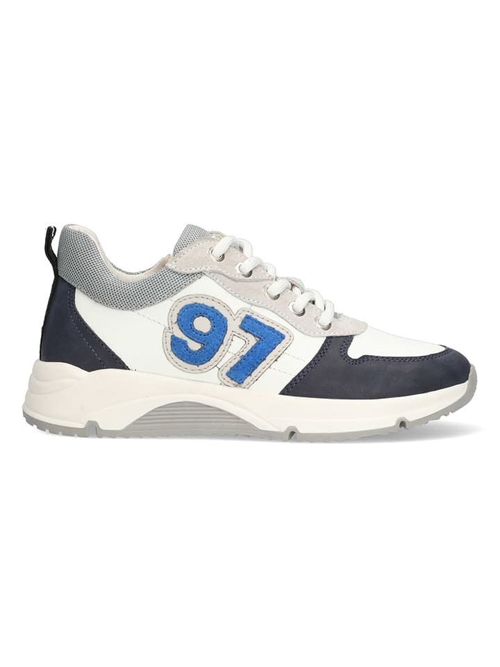 Leder-Sneakers in Weiß/ Schwarz