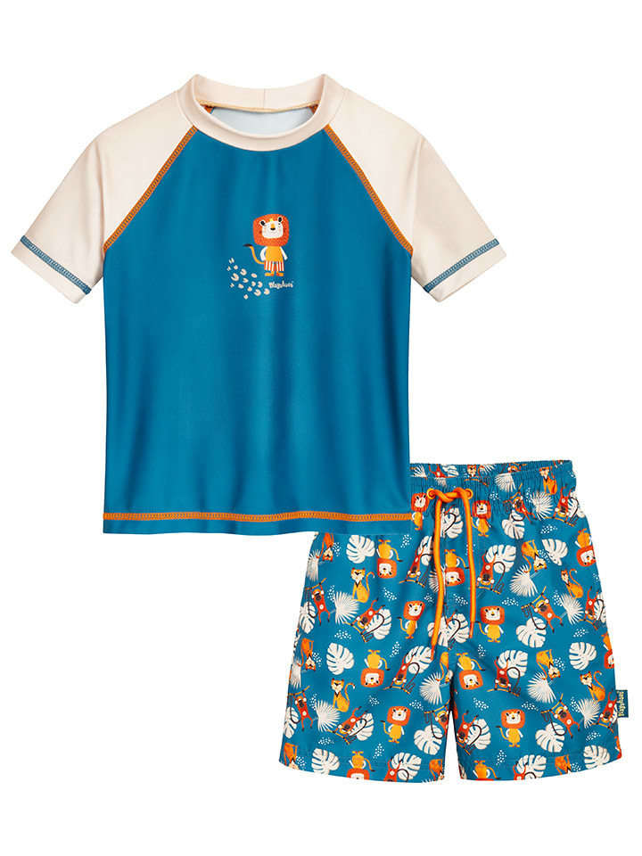 2-delige zwemoutfit blauw/crème/meerkleurig