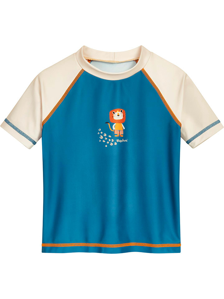 Badeshirt in Blau/ Creme
