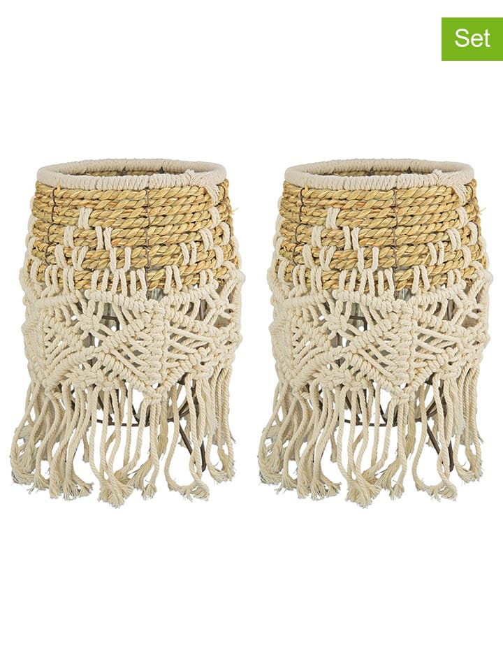 2-delige set: windlichten "Bossa" crème - (H)27 x Ø 16 cm