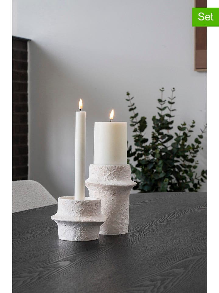 2-delige set: kaarshouders crème
