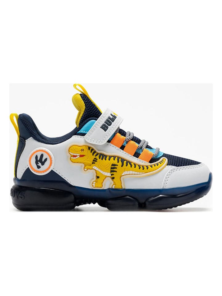 Sneakers "T-Rex Scarpa" in Weiß/ Dunkelblau/ Gelb