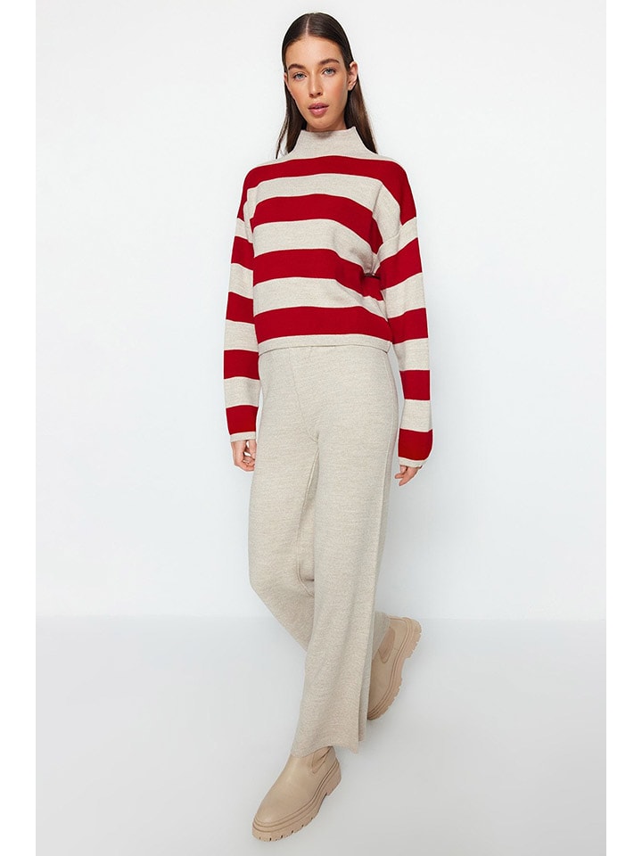 2tlg. Outfit in Beige/ Rot