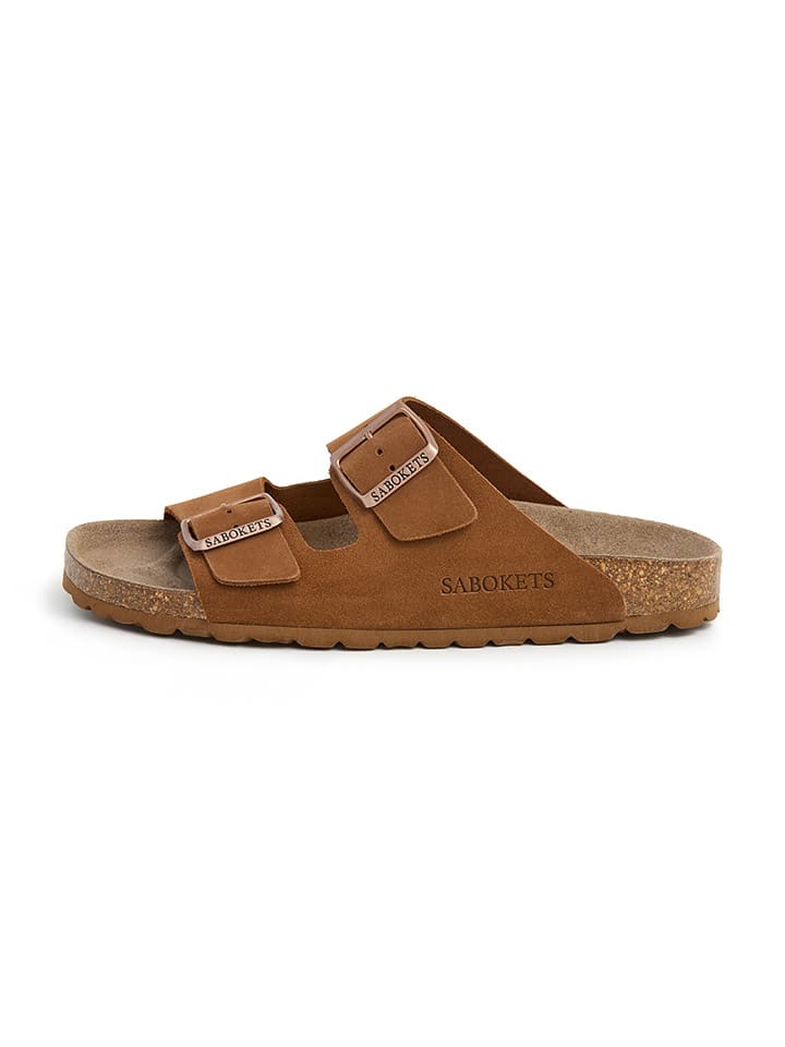 Leren slippers bruin
