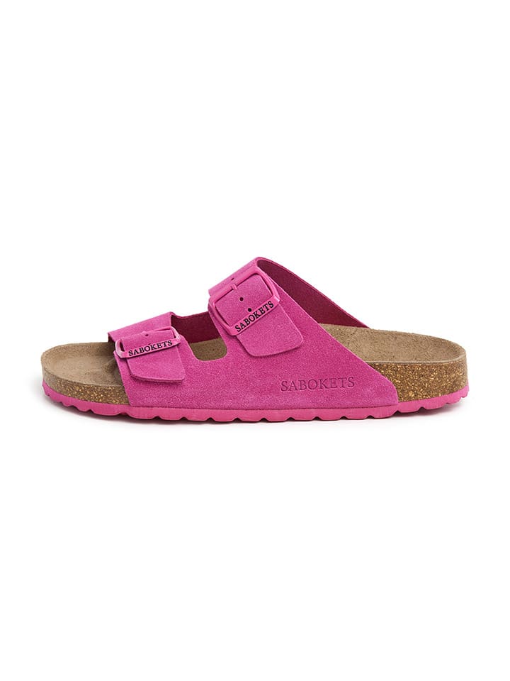Leren slippers roze