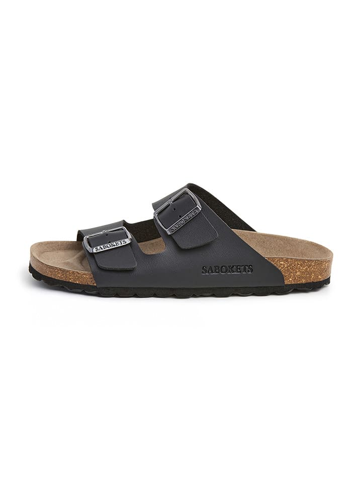 Leder-Pantoletten in Schwarz