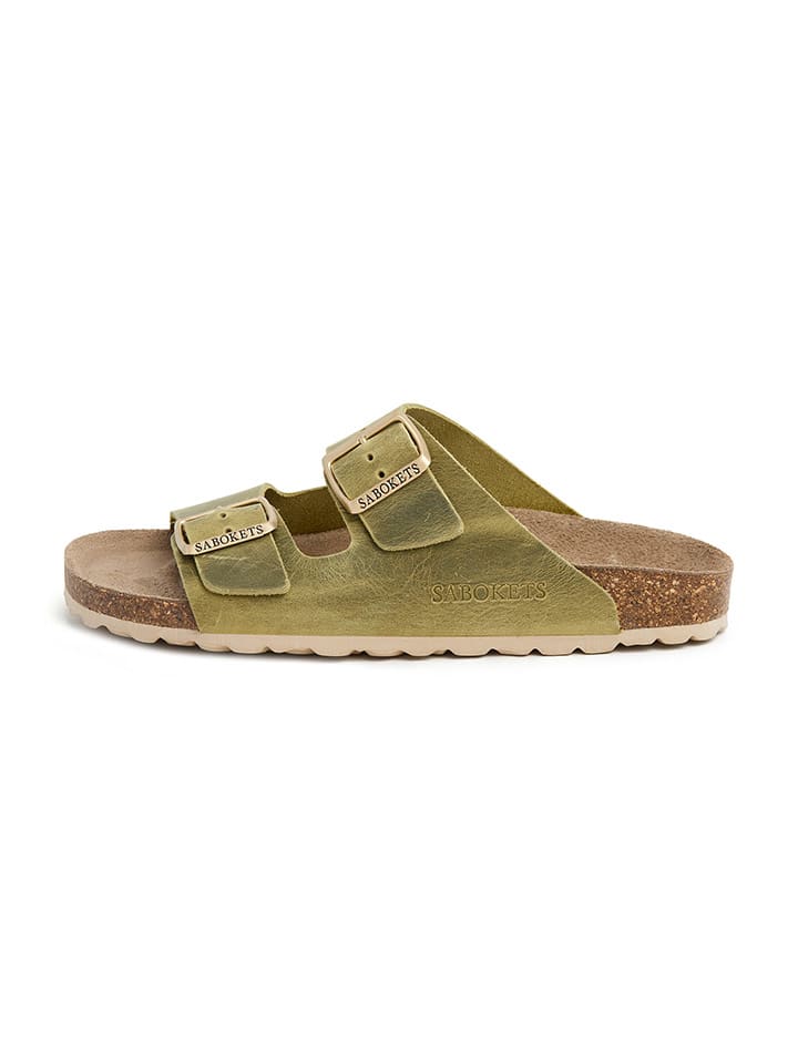 Leren slippers groen