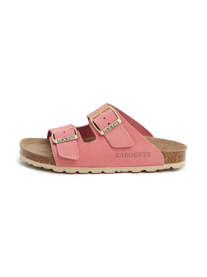 Leren slippers lichtroze