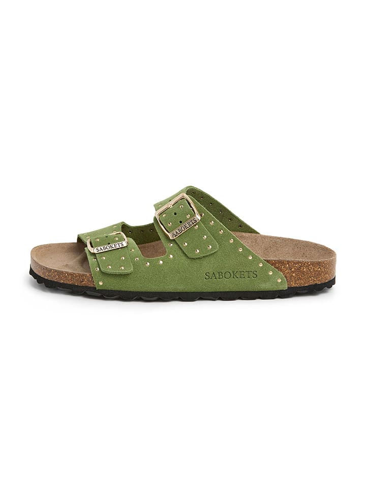 Leren slippers groen