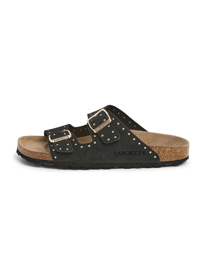 Leren slippers zwart