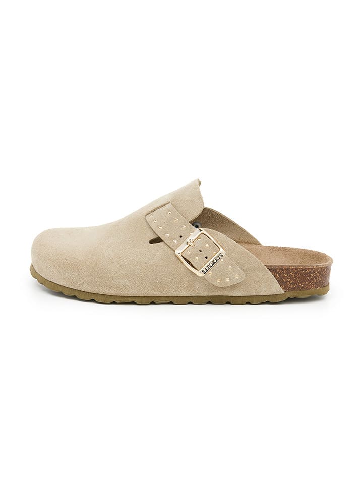Skórzane chodaki w kolorze khaki