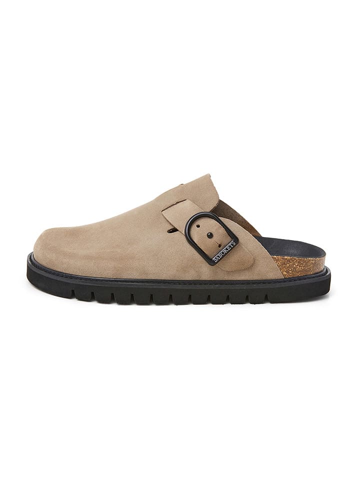 Leren clogs beige
