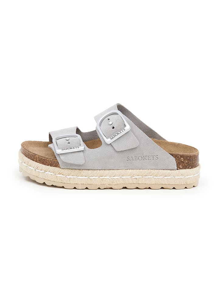Leren slippers grijs