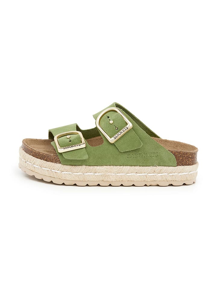 Leren slippers groen