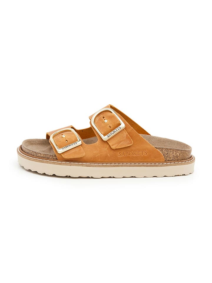 Leder-Pantoletten in Orange
