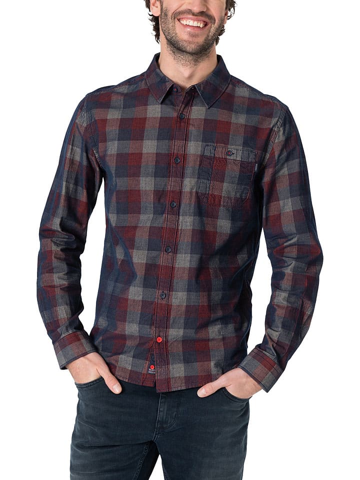 Blouse donkerblauw/rood