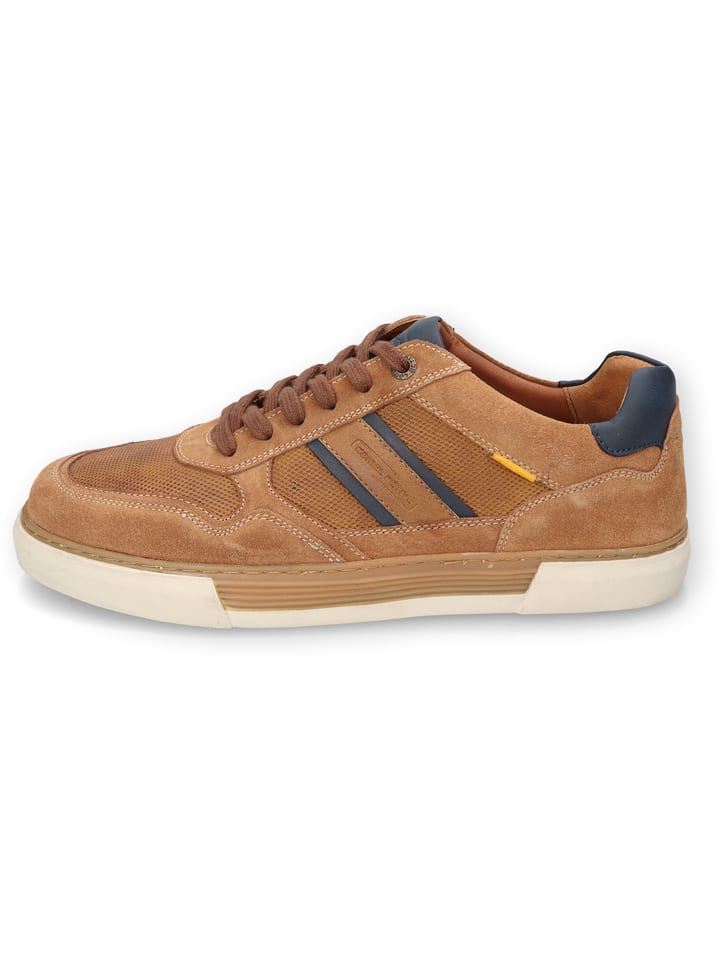 Leder-Sneakers "Bayland" in Hellbraun/ Dunkelblau