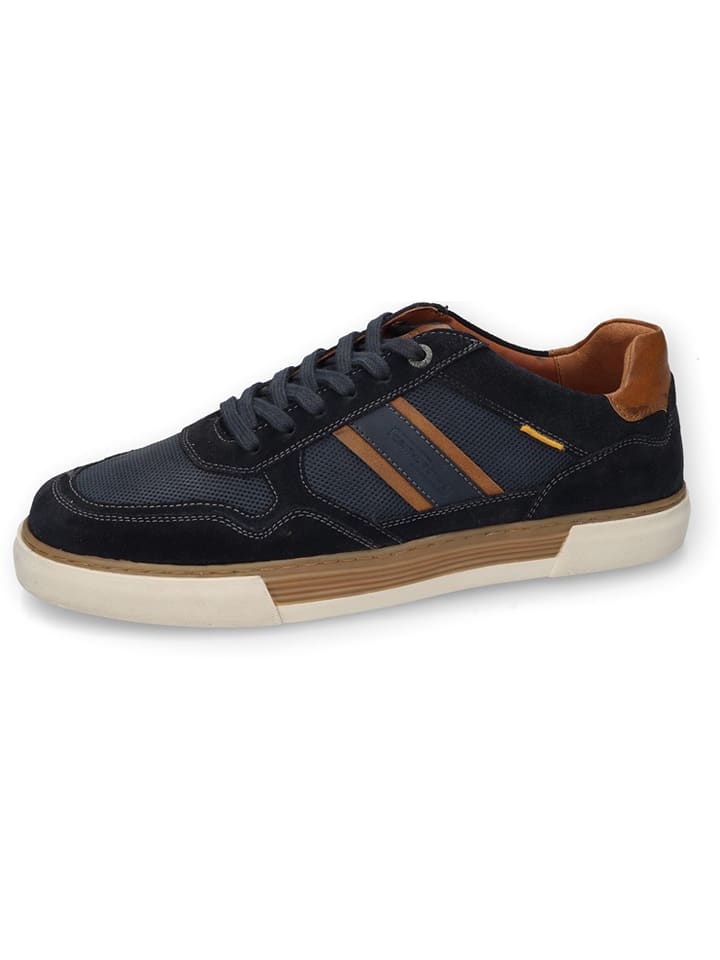Leder-Sneakers "Bayland" in Dunkelblau/ Hellbraun