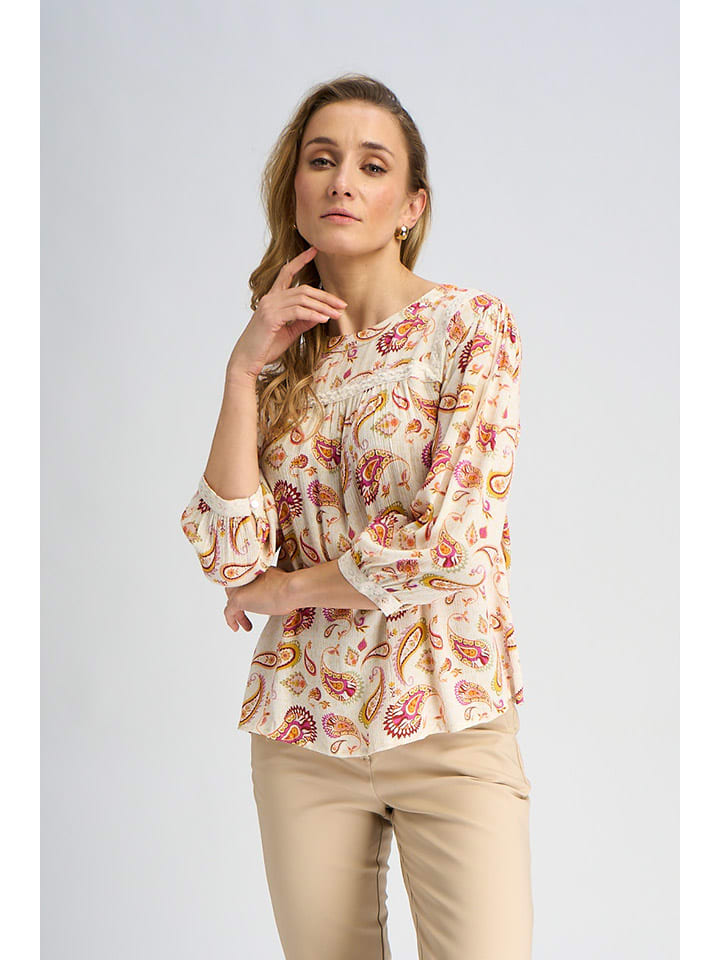 Bluse in Beige/ Pink
