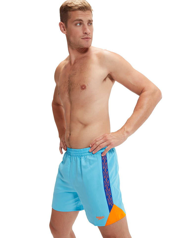 Badeshorts "Eco H-Boom" in Hellblau/ Orange
