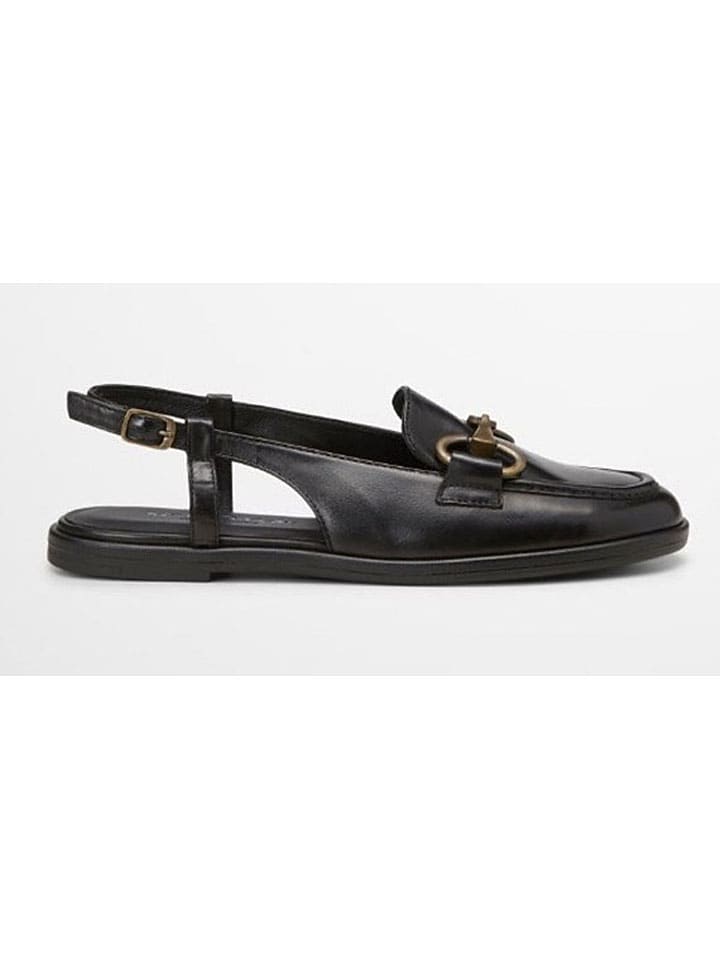 Leder-Slingballerinas in Schwarz