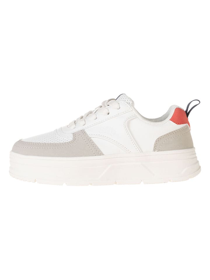 Sneakersy "Paradise" w kolorze biało-beżowo-pomarańczowym