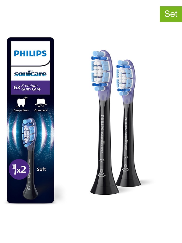 2-delige set: opzetborstels "Premium Gum Care" zwart