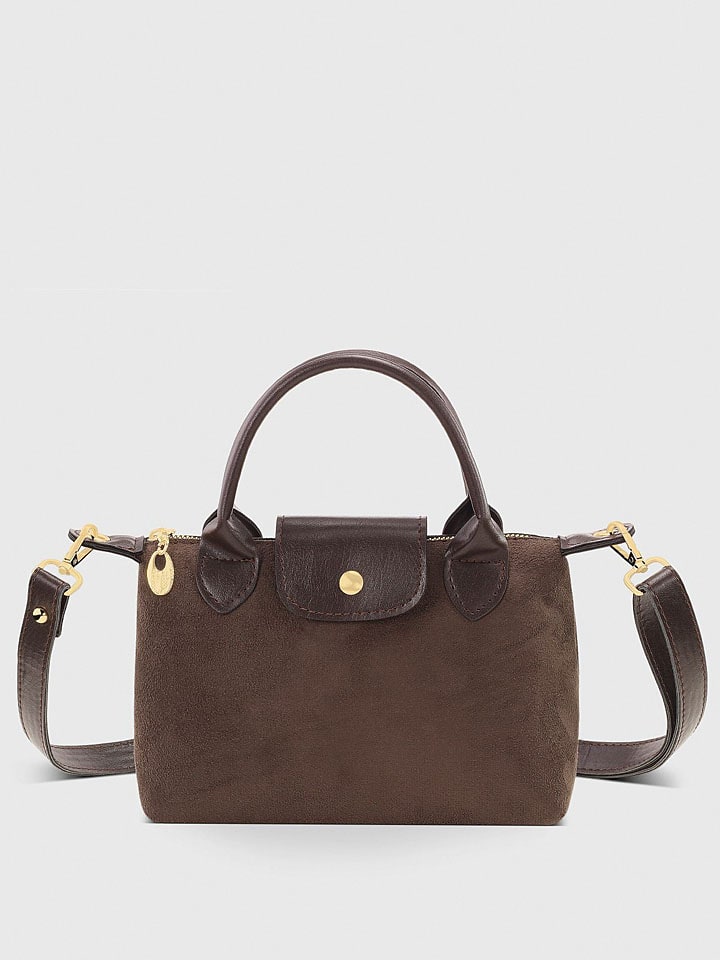 Leren handtas donkerbruin - (B)24 x (H)16 cm