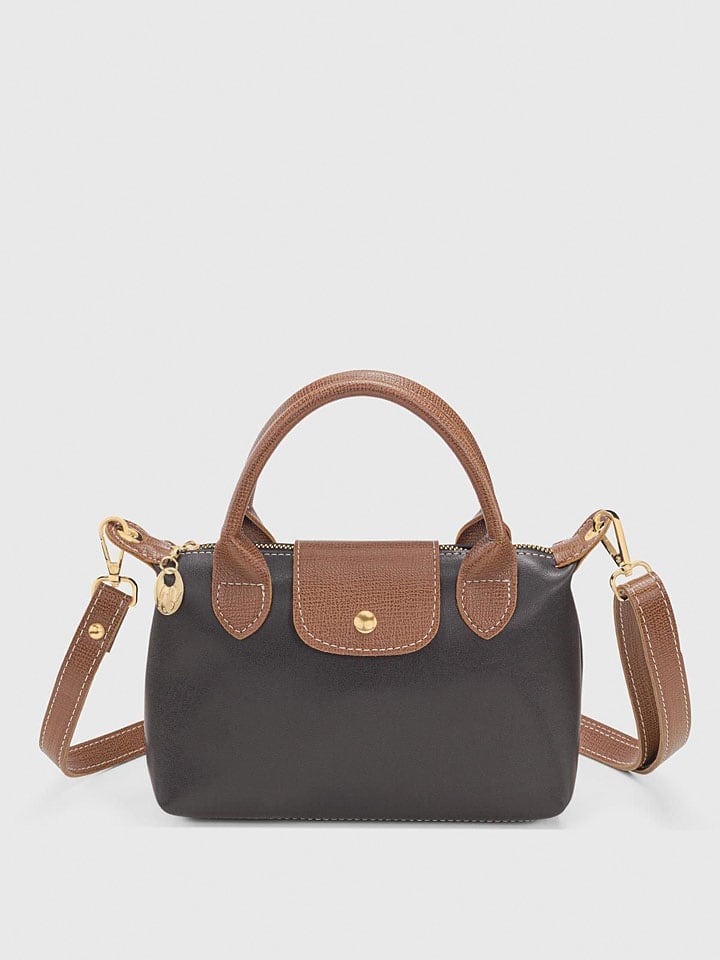 Henkeltasche in Anthrazit/ Hellbraun - (B)24 x (H)16 cm