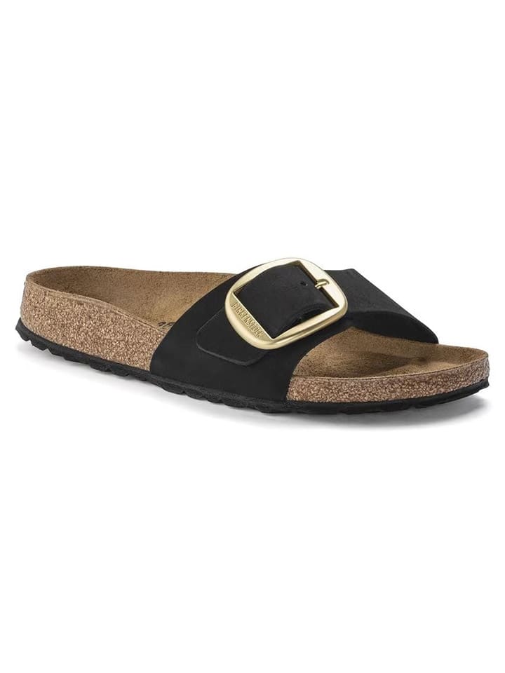 Leder-Pantoletten "Madrid" in Schwarz - Weite S