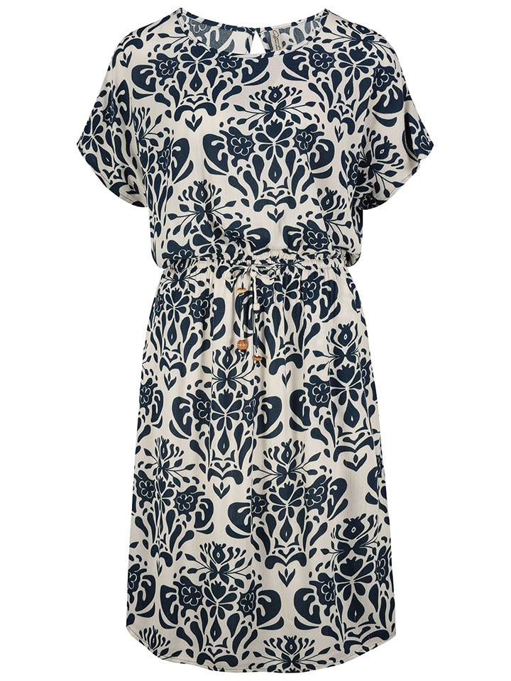 Kleid in Weiß/ Dunkelblau