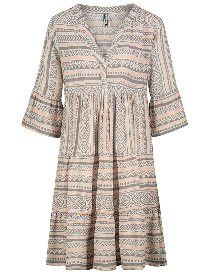 Kleid in Grau/ Orange