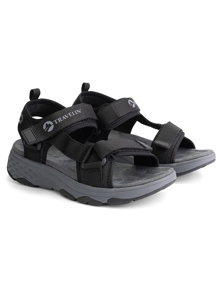 Leder-Trekkingsandalen "Angvik" in Schwarz