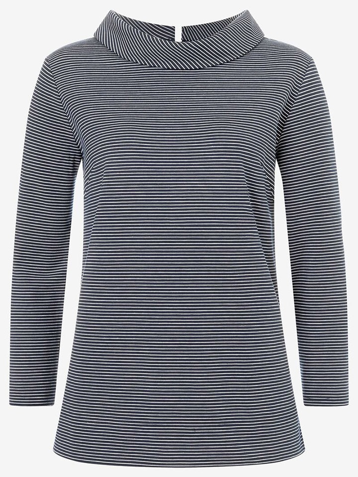 Bluse in Dunkelblau/ Weiß