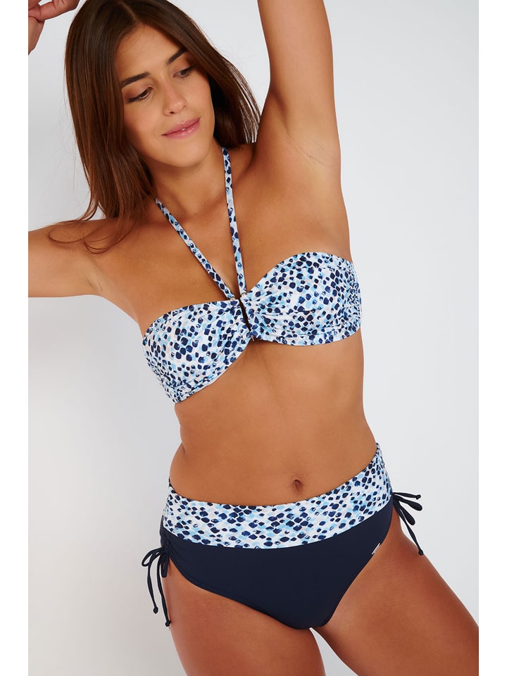 Bikinislip "Hinoki" donkerblauw/blauw/wit