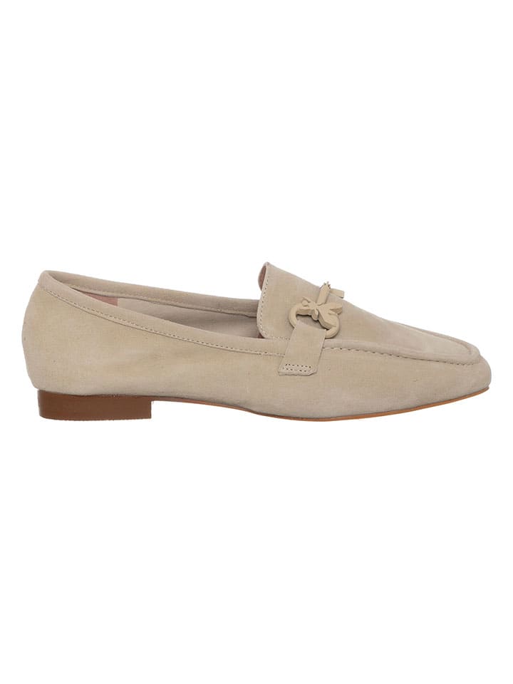 Leren mocassins beige