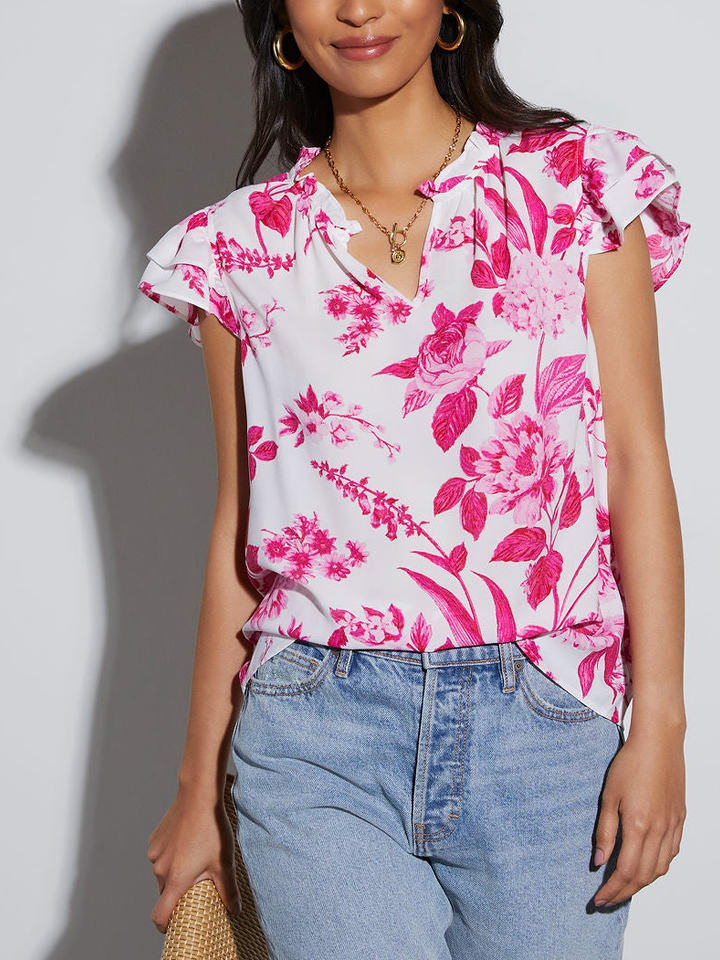 Blouse wit/roze