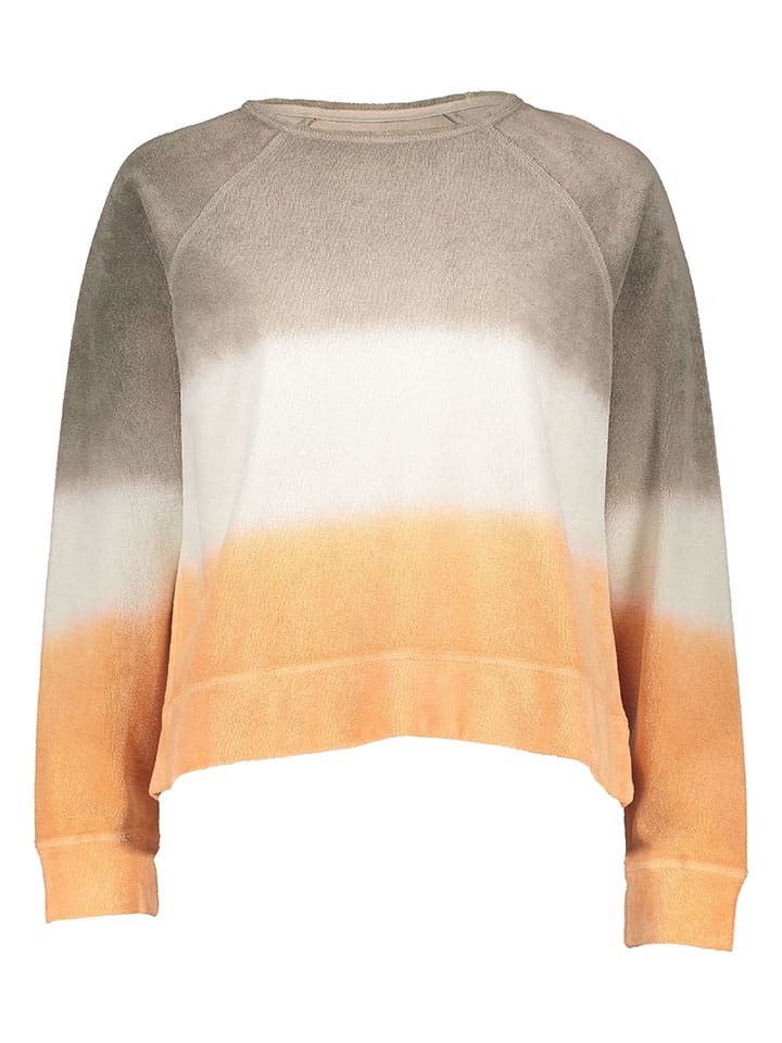 Sweatshirt in Taupe/ Creme/ Orange