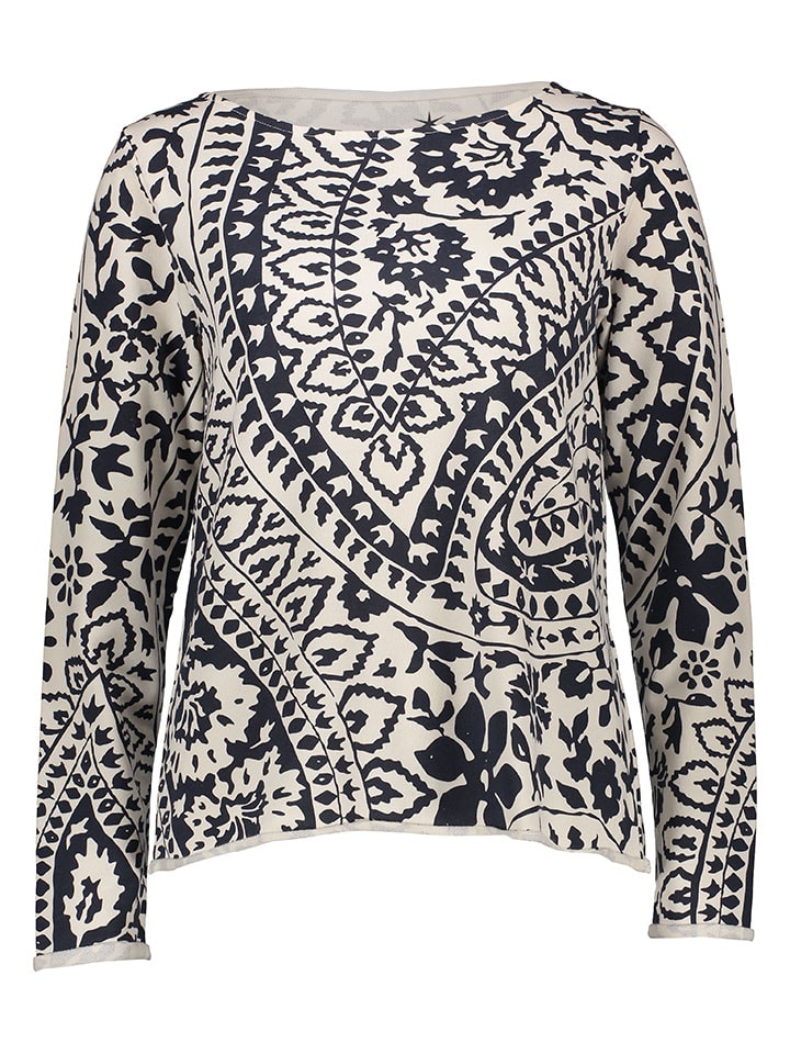 Sweatshirt in Creme/ Schwarz