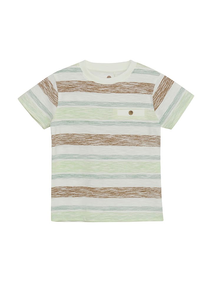 Shirt in Creme/ Hellbraun/ Grün